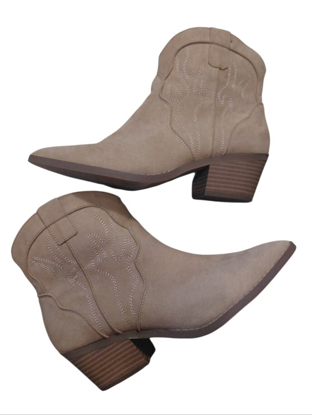 Lane Bryant Tan/Taupe Suede Western Ankle Booties Size 8 W